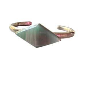 925 Sterling Silver Mexico Stone Cuff Bracelet